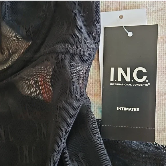 I.N.C. Intimates Size XL Black Sheer Lace and Mesh Bodysuit - Picture 9 of 15